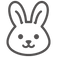 Simple line drawing of a rabbit face on a white background